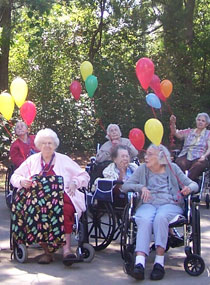 Residents with balloons